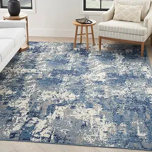 Nourison Home Grafix Navy Blue 3'9" x 5'9" Area Rug - Easy Clean, Non Shedding, Bed Room, Living Room, Dining Room, Kitchen (4' x 6')