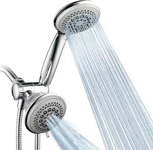 DreamSpa Luxury 36 Setting Large Showerhead and Hand-Shower Dual 3-Way-Combo by Top Brand Manufacturer (Fixed and Handheld Shower-Heads, Water-Diverter, Extra Long 6 ft Stainless Steel Shower-Hose)