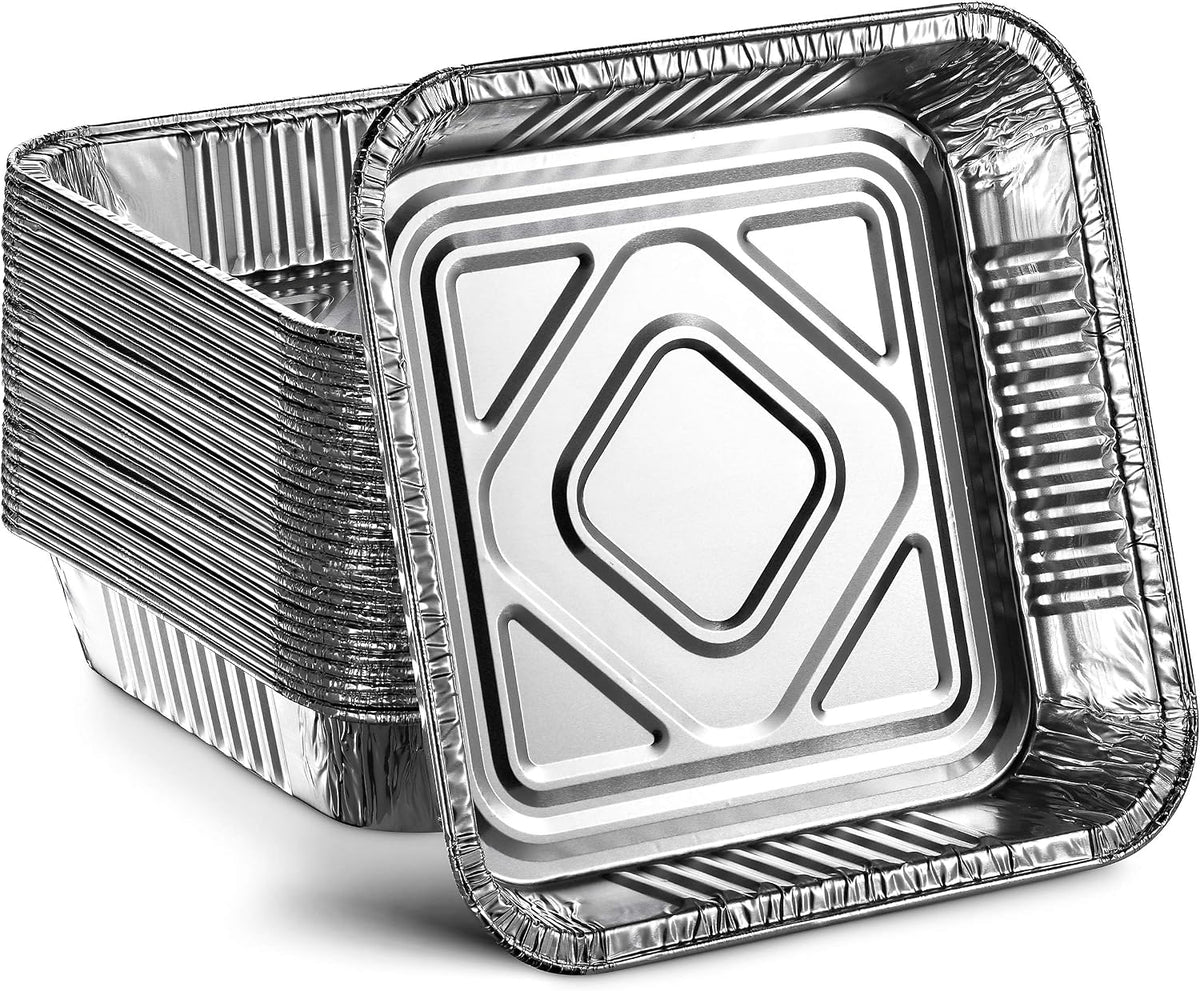 MontoPack 9'' Disposable Aluminum Foil Square Baking Pans | 9 x 9 Cake Pan Tin for Broiling, Toaster Oven, Meal Prep, Roasting, Take Out | Perfect for Brownie & Lasagna Trays | 20 Pack