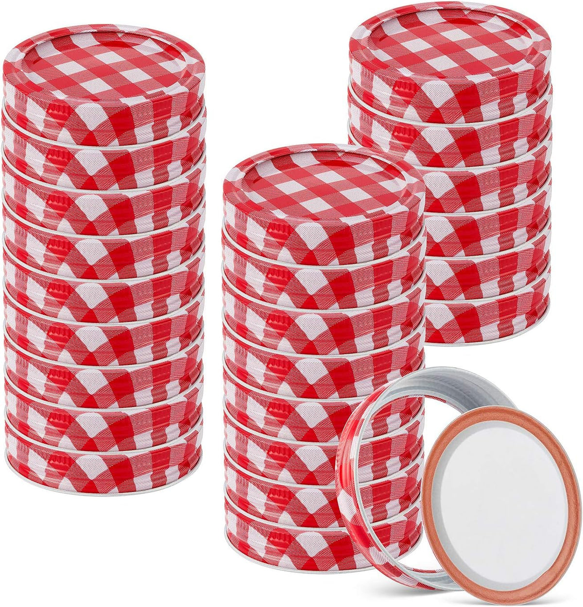 48pcs/24Set Regular Mouth Canning Lids Bands Split-Type for Mason Jar