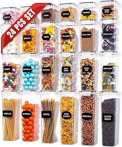 Oizeir Airtight Food Storage Containers with Lids 24-Pack, Pantry Kitchen