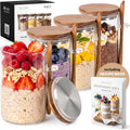 EDELHAUS Overnight Oats Containers with Lids - Glass Mason Jars, Meal Prep