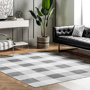 nuLOOM SpinClean Lucy Grey/Ivory, 2' x 3', Checkered, Soft and Cozy, High Traffic, Stain Resistant, Easy Clean, Durable, Machine Washable Area Rug for Bedroom, Living Room, Dining Space, Entryway