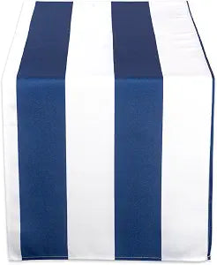 DII Cabana Stripe Outdoor Tabletop Collection, Water Resistant, 14 x 72 (Runner), Nautical Blue