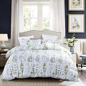GETIANN Floral Duvet Cover Set Full/Queen Comforter Cover Set Spring Plant Printed 90"x90"���1 Comforter Cover and 2 Pillow Shams Soft Bedding Set