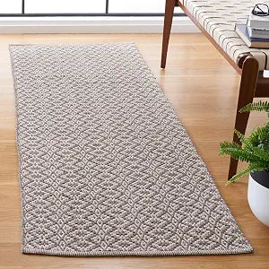 SAFAVIEH Montauk Collection Runner Rug - 2'3" x 9', Ivory & Grey, Handmade Cotton, Ideal for High Traffic Areas in Living Room, Bedroom (MTK716A)