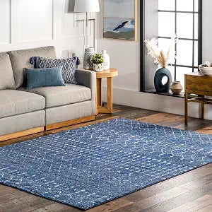 nuLOOM Blythe Dark Blue Trellis Power Loomed Area Rug, 4' Square
