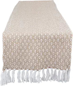 DII Farmhouse Mini Diamond Braided Table Runner, 15x72, Stone