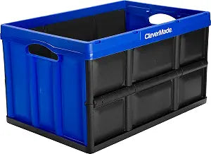 CleverMade Collapsible Storage Bins, 62L 1 Pack, 100lb Stackable Royal Blue
