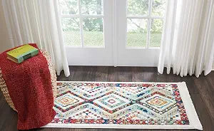 Nourison Home Tribal Decor White 2'2" x 4'3" Area Rug - Easy Clean, Non Shedding, Bed Room, Living Room, Dining Room, Kitchen (2' X 4')