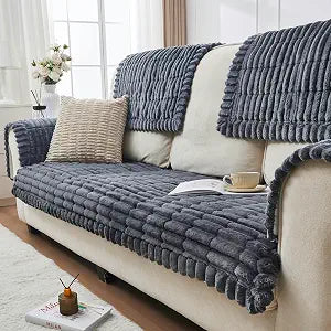 beeweed Couch Covers for Sofa, Couch Covers for Dogs Washable, Non Slip Plush Sofa Slipcovers, Couch Furniture Protector Pet Friendly, Dark Grey, 27.6 x 82.7