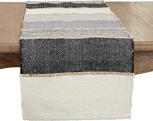 Jute Accent Stripe Table Runner