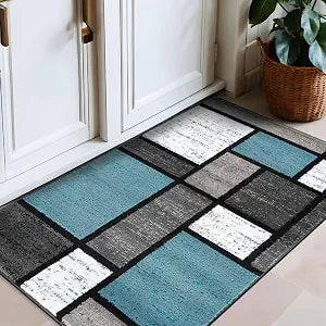 Rugshop Modern Boxes Contemporary Living Room Area Rug Blue 2'7" x 4'