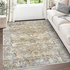 5x7 Area Rugs for Living Room, Rug for Bedroom, Contemporary Machine Washable Rug, Large Stain Resistant Carpet for Dining Room Playroom Home Office, Pet & Kids Friendly(Brown)