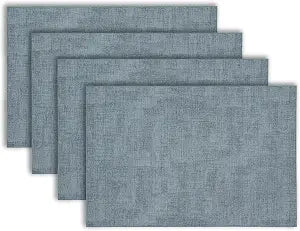Dainty Home Vegan Leather Placemats Set of 4, Faux Leather Placemats, Thick Waterproof Heat Resistant Wipeable Non-Slip Table Mats for Dining Table, Reversible, 12 x 18 Inch