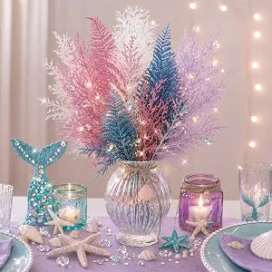 Hoteam 24 Pcs Mermaid Table Decoration Fake Coral Branch,Stylish,Blue