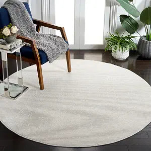 SAFAVIEH Whisper Collection Area Rug - 3' Round, Ivory, Non-Shedding & Easy Care, Ideal for High Traffic Areas in the Living Room, Dining, Bedroom (WHS562A)
