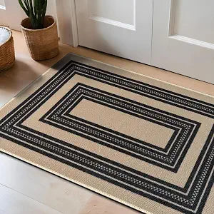 Rugshop Contemporary Ornate Framed Area Rug Non-Slip Cream 2' x 4'
