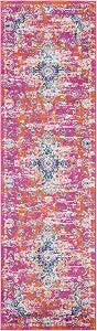 SAFAVIEH Madison Collection Runner Rug - 2'3" x 6' Runner, Fuchsia & Gold, Boho Chic Medallion Design, Ideal for High Traffic Areas in Living Room, Bedroom, Dining (MAD154R-26)