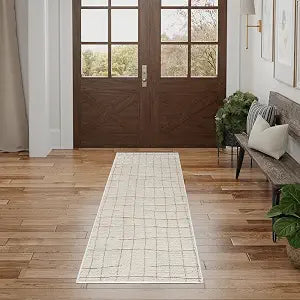Nourison Home Santa Cruz Ivory Grey 2'2" x 7'6" Area Rug - Easy Clean, Non Shedding, Bed Room, Living Room, Dining Room, Kitchen (8' Runner)