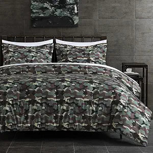 Chezmoi Collection Soft Microfiber Printed Military Camo Bedding Set 3-Piece Army Green Camouflage Comforter Set, Full Size