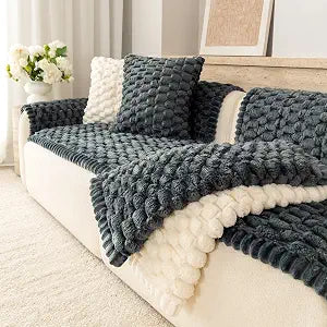 Upgraded Washable Non Slip Dog Couch Cover, Soft Thick Fuzzy Sofa Slipcover, Pet Friendly Furniture Protector for Sofa Couch(Dark Grey,28"x71")