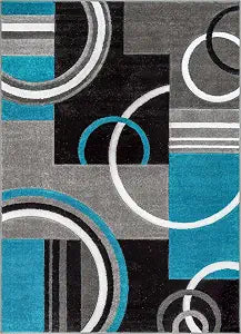 Well Woven Ruby Echo Shapes & Circles Geometric Blue 2 by 3 Rug - Blue Accent Rug, Geometric Design, Soft, Durable, Stain Resistant, Contemporary Abstract Pattern, Modern Easy Clean Carpet