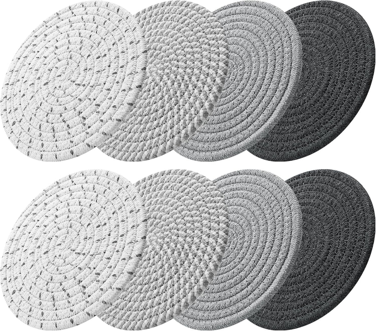 ME.FAN 8 Inch Trivets for Hot Dishs, Cotton Thread Weave Trivets 8 Set