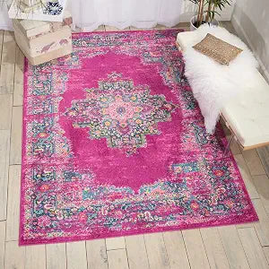 Nourison Home Passion Fuchsia 3'9" x 5'9" Area Rug - Easy Clean, Non Shedding, Bed Room, Living Room, Dining Room, Kitchen (4' x 6')