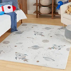 Nourison Home Astra Machine Washable Ivory Multicolor 4' x 6' Area Rug - Easy Clean, Non Shedding, Bed Room, Living Room, Dining Room, Kitchen (4' x 6')