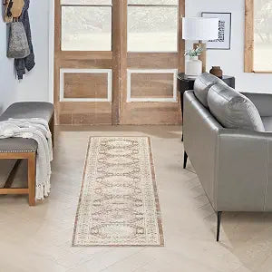 Nourison Home Serenity Home Ivory Mocha 2'2" x 7'6" Area Rug - Easy Clean, Non Shedding, Bed Room, Living Room, Dining Room, Kitchen (8' Runner)