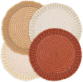 Pot Holder Trivet Set 4Pcs Pot Holders for Kitchen 8 Inch Trivets for Hot Dishes Round Cotton Thread Woven Braided Hot Pads Trivets for Hot Pots Kitchen Table Protector Hot Mats for Cooking and Baking