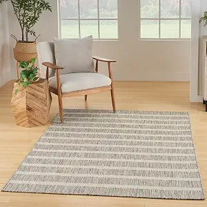 Nourison Home Positano Grey Ivory 4' x 6' Area Rug - Easy Clean, Non Shedding, Bed Room, Living Room, Dining Room, Kitchen (4' x 6')