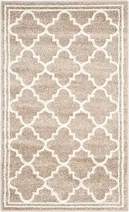 SAFAVIEH Amherst Collection Accent Rug - 2'3" x 5', Wheat & Beige, Moroccan Trellis Design, Non-Shedding & Easy Care, Ideal for High Traffic Areas in Entryway, Living Room, Bedroom (AMT422S)