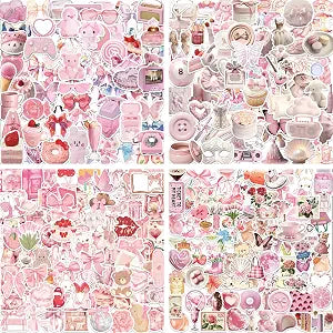 400 PCS Coquette Aesthetic Stickers,Cute Pink Bow Stickers for Laptops,Water Bottles,Journals,Girly Sticker for Women,Girl,Adults,Kids
