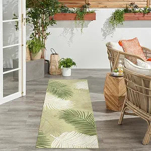 Nourison Home Suncoast Green 2' x 6' Area Rug - Easy Clean, Non Shedding, Bed Room, Living Room, Dining Room, Kitchen (6' Runner)