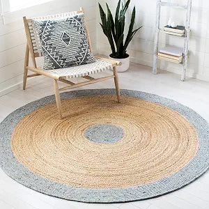 SAFAVIEH Braided Round Rug 3', Wool Grey & Brown BRD910C