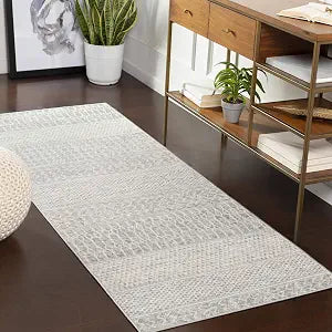 Livabliss Area Rugs - 3x7 Hana Modern Moroccan Gray Runner Rug for Living Room Bedroom - Grey White Ivory Geometric Stain Resistant Boho Carpet for Kitchen, Nursery and Home Office (2'7" x 7'3")