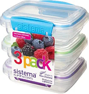 Sistema KLIP IT Accents Collection Food Storage Containers, 6.7 oz./0.2 L, Color Received May Vary, 3 Count
