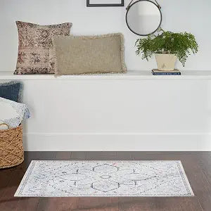 Nourison Home New Concept Washables Ivory Blue 2' x 3'9" Area Rug - Easy Clean, Non Shedding, Bed Room, Living Room, Dining Room, Kitchen (2' x 4')