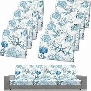Spiareal 8 Pcs Patio Cushion Covers Stretch Slipcovers, Coral