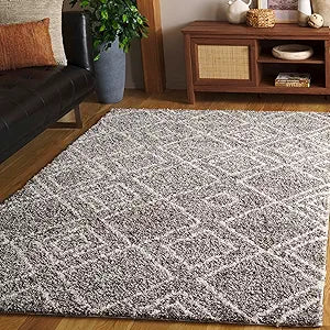 SAFAVIEH Arizona Shag Collection Area Rug - 3'2" x 5', Brown & Ivory, Moroccan Boho Design, Non-Shedding & Easy to Clean, Ideal for Living Room, Bedroom, Dining Space (ASG744B)
