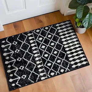 Rugshop Bohemian Geometric Tribal Boho Diamond Area Rug Soft Black 2' x 3'