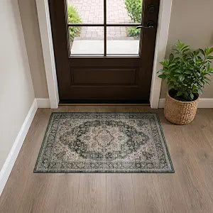 Rugshop Vintage Medallion Machine Washable Non-Slip Area Rug, 2'x3' Green