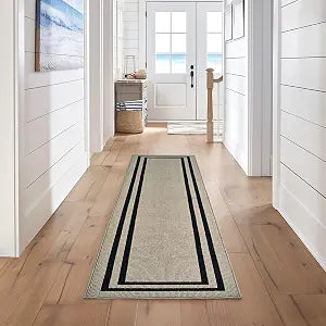Nautica  Runner Rug | Indoor Runners for Hallways and Entry Rugs| Non-Slip and Non-Skid Entry and Kitchen Door Mat| Machine Washable Entryway Carpet Rugs | 2'2" x 8'| Double Border Natural Twist