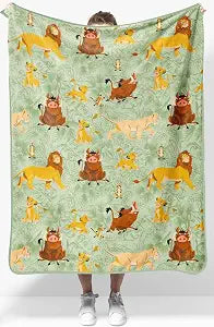 Jay Franco Disney Lion King Plush Throw Blanket - Measures 40 x 50 Inches - Super Soft Lightweight Fleece Safari Animals Bedding with Simba
