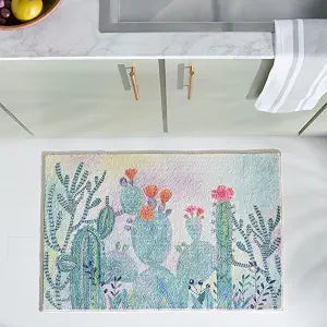 SAFAVIEH Washable Rug Door and Kitchen Mat Collection - 2'3" x 3'9", Fuchsia Pink & Turquoise, Slip Resistant & Easy to Clean, Ideal for Entryway, Front Door, Bathroom, Mudroom, Accent Space (DKM376R)