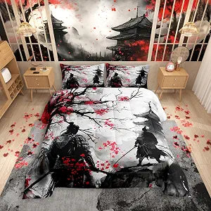 Feelyou Japanese Samurai Comforter Set Twin Size Boys Girls