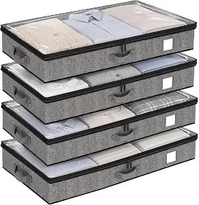 Under Bed Storage Containers 4 Pack Reinforced Underbed Organizer Box