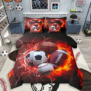 Feelyou Boys Sports Comforter Set Full Size 7 Piece for Kids